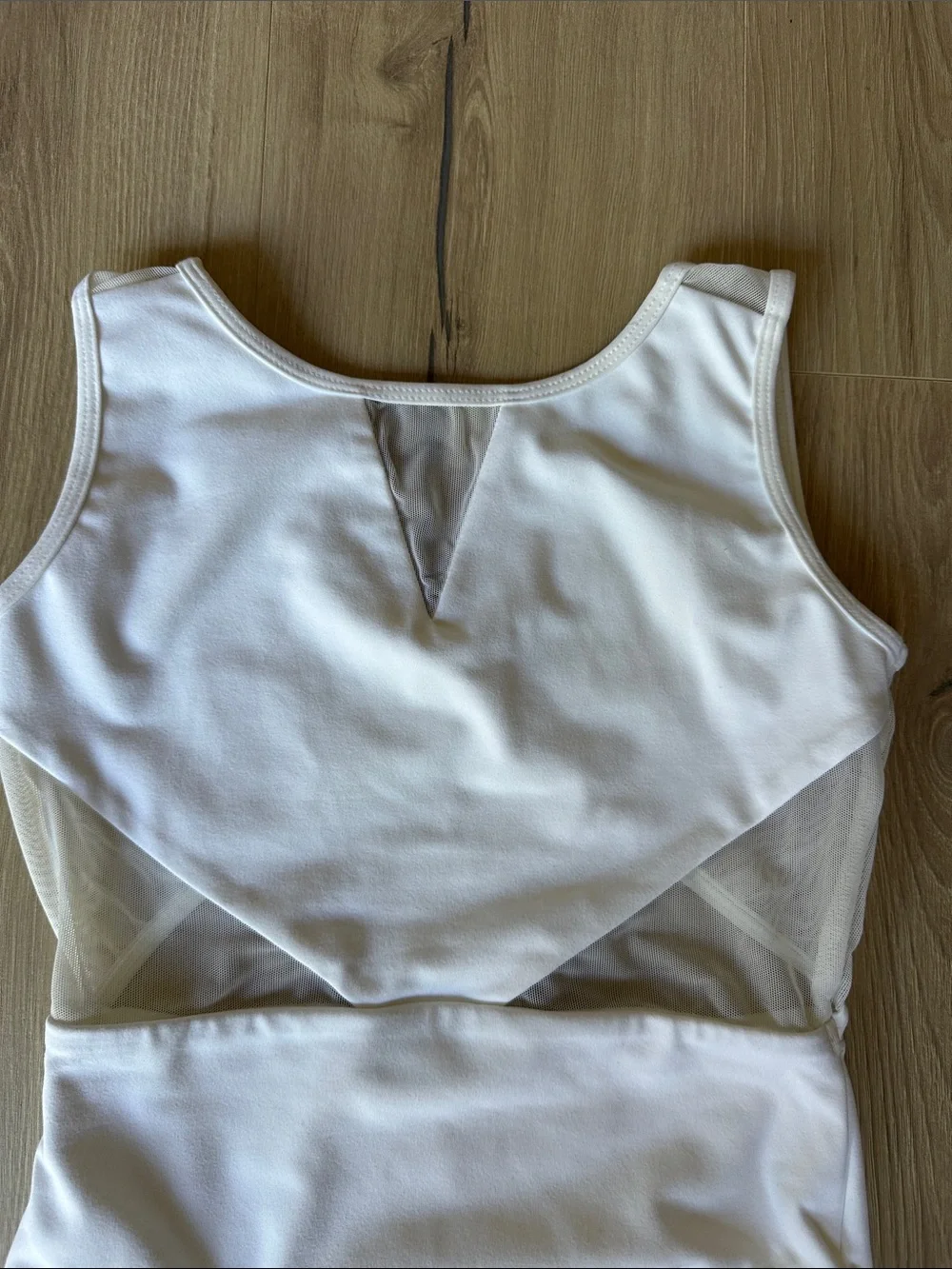 White Girls' Dance Leotard with Mesh Accent